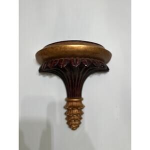 Vintage Hollywood Regency Half Round Wood Shelf Wall Decor Sconce Wall Decor